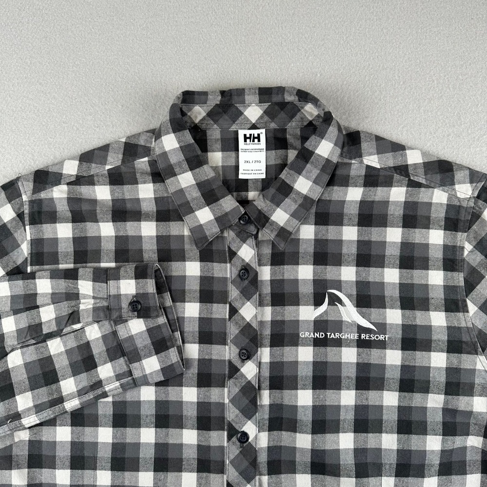 Helly Hansen Button Down Shirt Womens 2XL Grey Plaid Grand Targhee Flannel